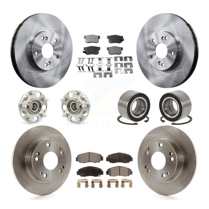 Hub Bearings Disc Brake Rotors And Pads Front Rear Kit (10Pc) For Honda Accord