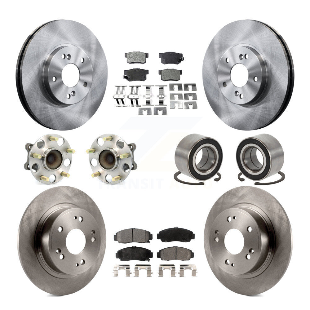 Hub Bearings Disc Brake Rotors And Pads Front Rear Kit (10Pc) For Honda Accord