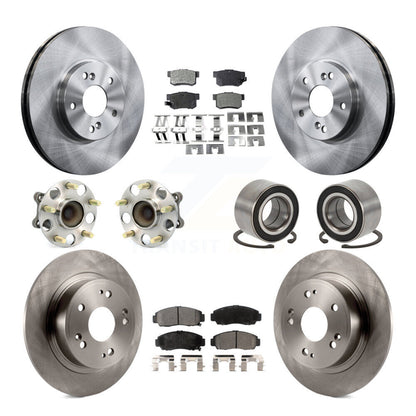 Hub Bearings Disc Brake Rotors And Pads Front Rear Kit (10Pc) For Honda Accord
