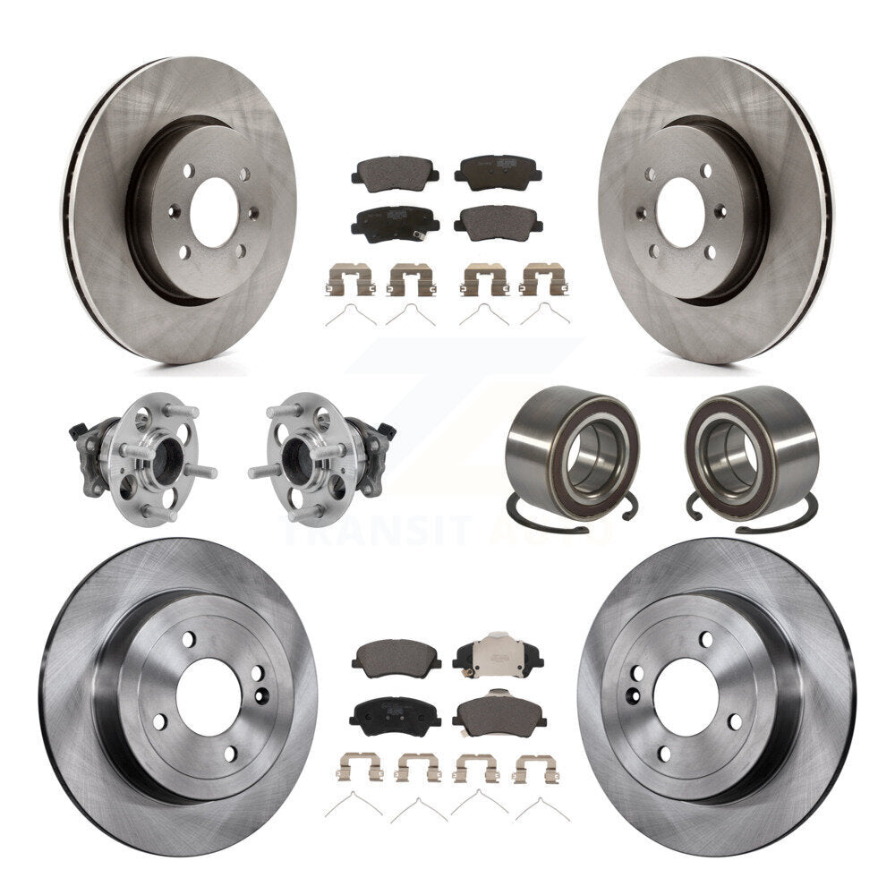 Hub Bearing Brake Rotor And Pad Front Rear Kit (10Pc) For Kia Rio Hyundai Accent