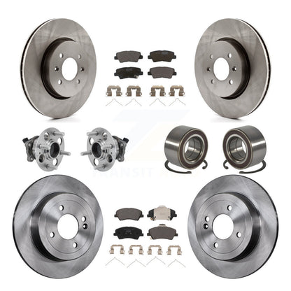 Hub Bearing Brake Rotor And Pad Front Rear Kit (10Pc) For Kia Rio Hyundai Accent