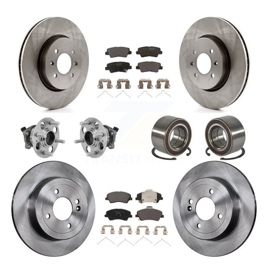 Hub Bearing Brake Rotor And Pad Front Rear Kit (10Pc) For Kia Rio Hyundai Accent