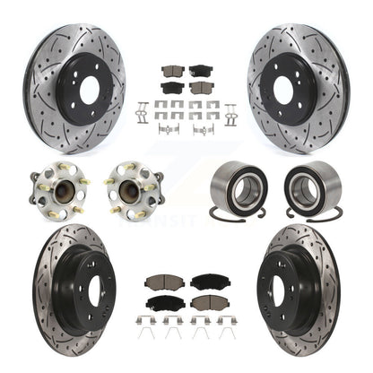 Hub Bearing Coated Disc Brake Rotor & Pad Front Rear Kit (10Pc) For Honda Accord