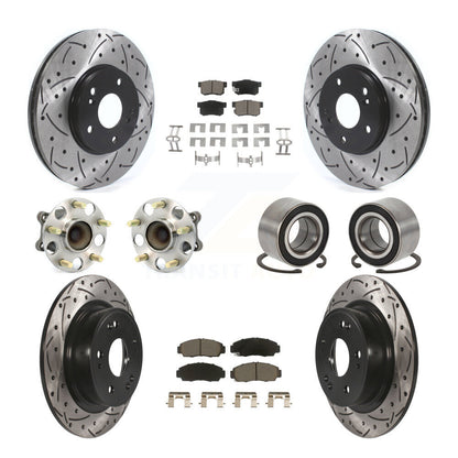 Hub Bearing Coated Disc Brake Rotor & Pad Front Rear Kit (10Pc) For Honda Accord
