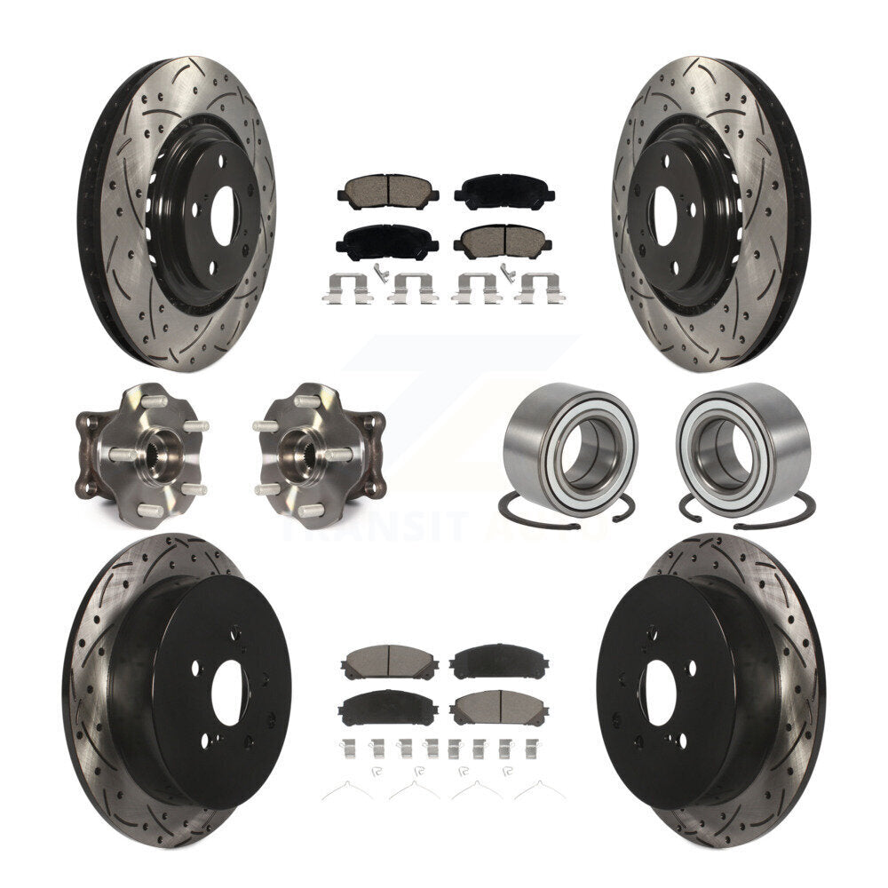 Hub Bearing Coated Brake Rotor & Pad Front Rear Kit (10Pc) For Toyota Highlander
