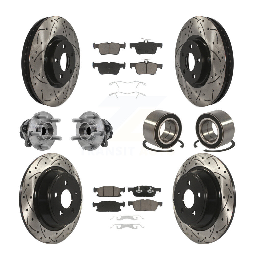 Hub Bearing Coated Brake Rotor Pads Front Rear Kit (10Pc) For 2015 Ford Edge FWD