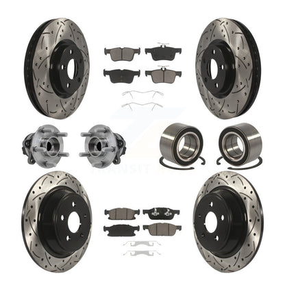 Hub Bearing Coated Brake Rotor Pads Front Rear Kit (10Pc) For 2015 Ford Edge FWD