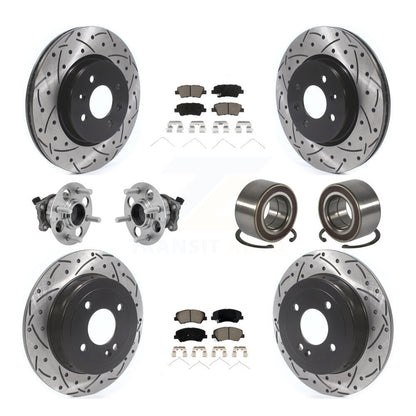 Hub Bearing Coated Brake Rotor And Pad Front Rear Kit (10Pc) For Kia Rio Hyundai
