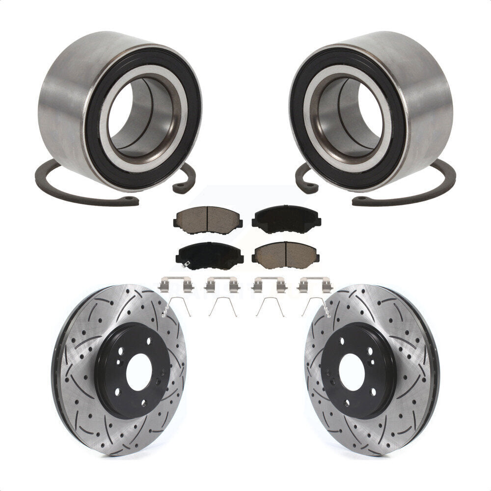 Wheel Bearing Coated Drilled Slotted Brake Rotor Pads Front Kit For Honda Accord
