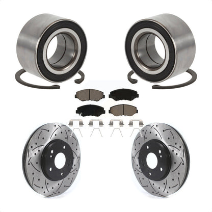Wheel Bearing Coated Drilled Slotted Brake Rotor Pads Front Kit For Honda Accord