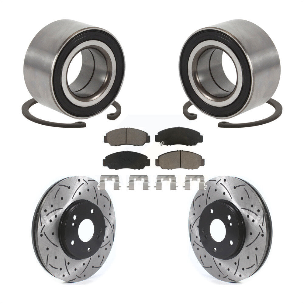Wheel Bearing Coated Drilled Slotted Brake Rotor Pads Front Kit For Honda Accord
