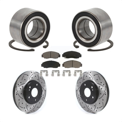 Wheel Bearing Coated Drilled Slotted Brake Rotor Pads Front Kit For Honda Accord