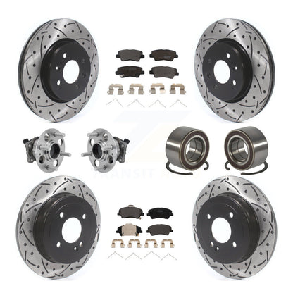 Hub Bearing Coated Brake Rotor And Pad Front Rear Kit (10Pc) For Kia Rio Hyundai