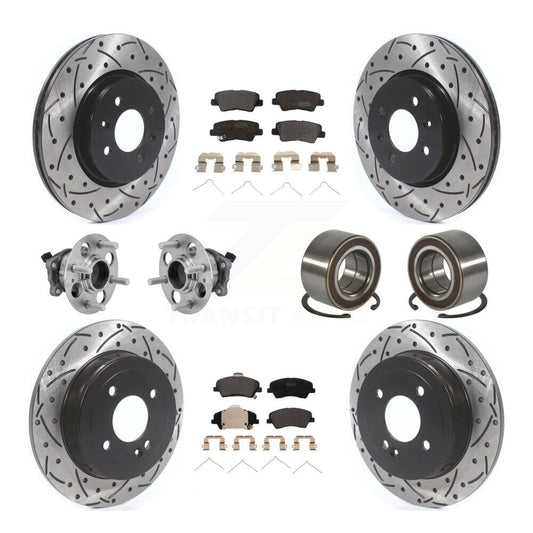 Hub Bearing Coated Brake Rotor And Pad Front Rear Kit (10Pc) For Kia Rio Hyundai