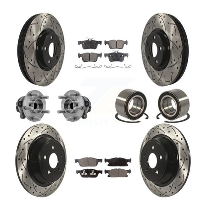 Hub Bearing Coated Brake Rotor Pads Front Rear Kit (10Pc) For 2015 Ford Edge FWD