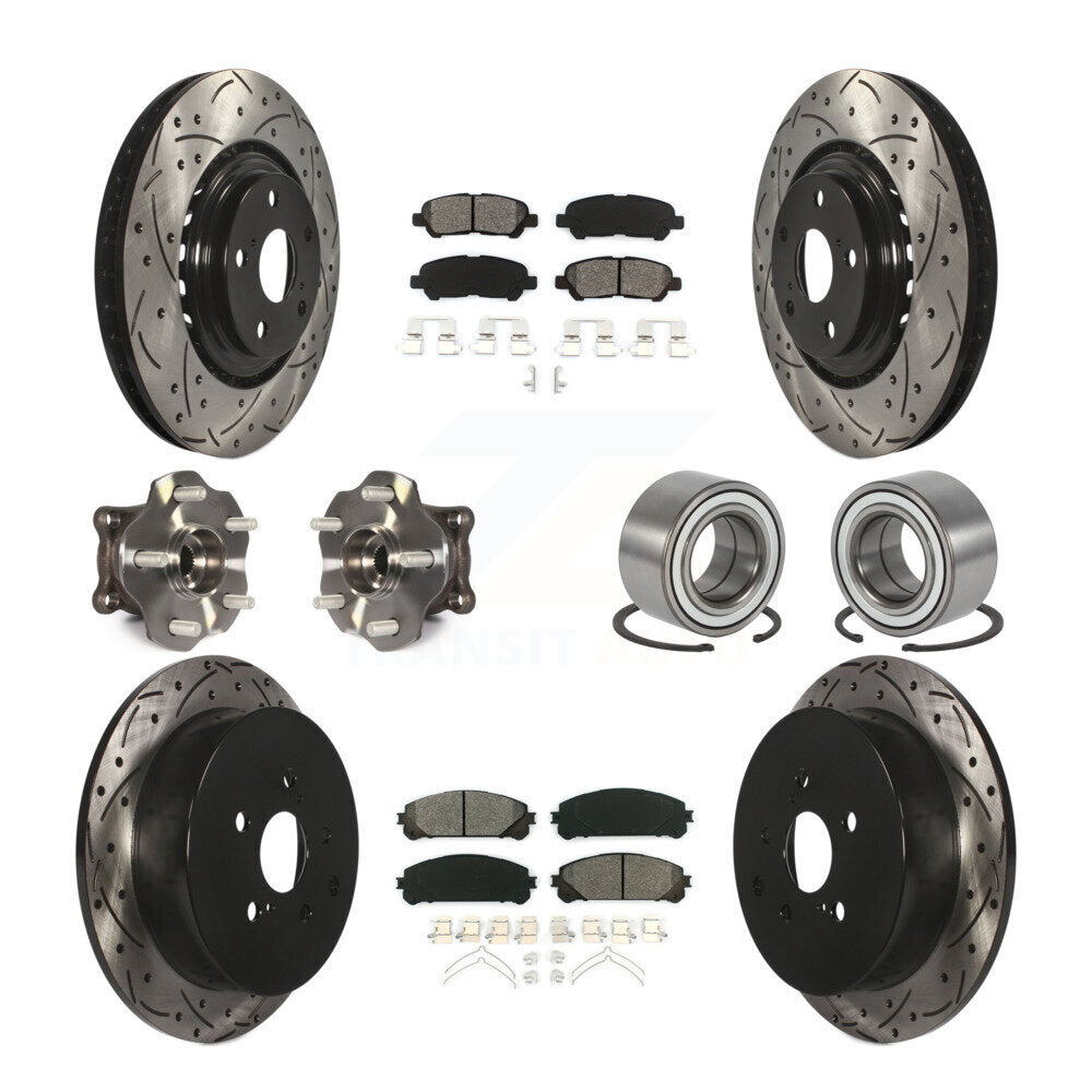 Hub Bearing Coated Brake Rotor & Pad Front Rear Kit (10Pc) For Toyota Highlander