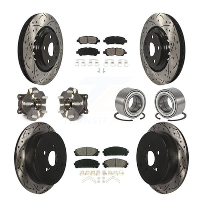 Hub Bearing Coated Brake Rotor & Pad Front Rear Kit (10Pc) For Toyota Highlander