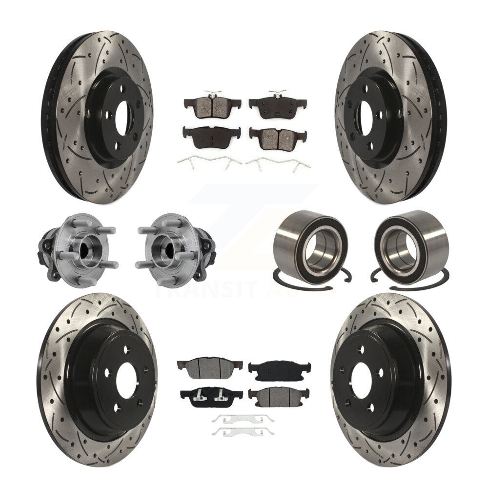 Hub Bearing Coated Brake Rotor Pads Front Rear Kit (10Pc) For 2015 Ford Edge FWD