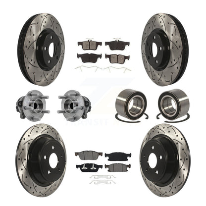 Hub Bearing Coated Brake Rotor Pads Front Rear Kit (10Pc) For 2015 Ford Edge FWD