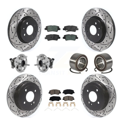 Hub Bearing Coated Brake Rotor And Pad Front Rear Kit (10Pc) For Kia Rio Hyundai
