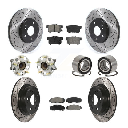 Hub Bearing Coated Disc Brake Rotor & Pad Front Rear Kit (10Pc) For Honda Accord