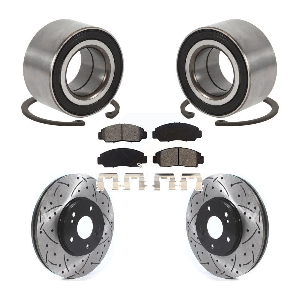 Wheel Bearing Coated Drilled Slotted Brake Rotor Pads Front Kit For Honda Accord