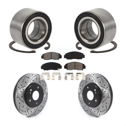 Wheel Bearing Coated Drilled Slotted Brake Rotor Pads Front Kit For Honda Accord