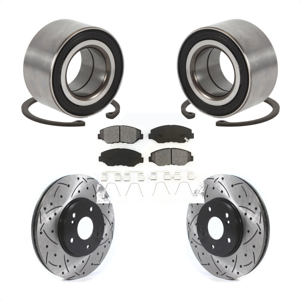 Wheel Bearing Coated Drilled Slotted Brake Rotor Pads Front Kit For Honda Accord
