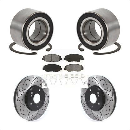 Wheel Bearing Coated Drilled Slotted Brake Rotor Pads Front Kit For Honda Accord