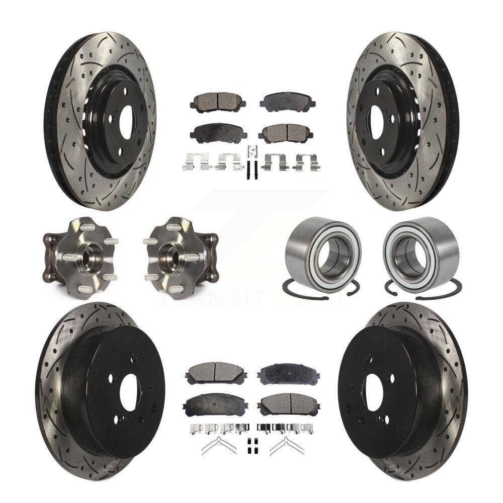 Hub Bearing Coated Brake Rotor & Pad Front Rear Kit (10Pc) For Toyota Highlander
