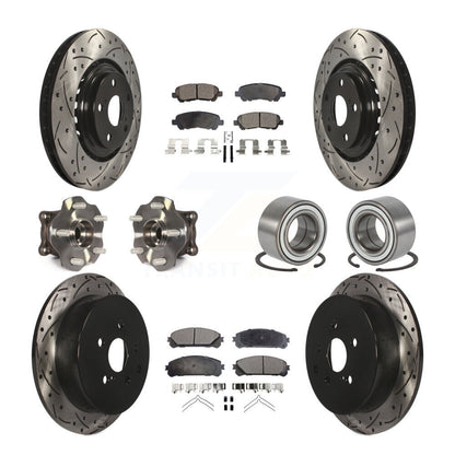 Hub Bearing Coated Brake Rotor & Pad Front Rear Kit (10Pc) For Toyota Highlander