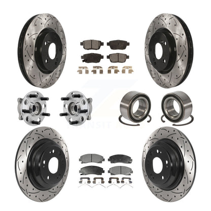 Hub Bearing Coated Brake Rotor Pads Front Rear Kit (10Pc) For 09-13 Acura TL AWD