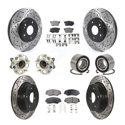 Hub Bearing Coated Disc Brake Rotor & Pad Front Rear Kit (10Pc) For Honda Accord