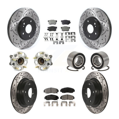 Hub Bearing Coated Disc Brake Rotor & Pad Front Rear Kit (10Pc) For Honda Accord