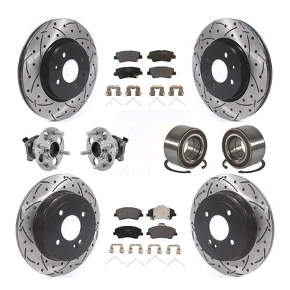 Hub Bearing Coated Brake Rotor And Pad Front Rear Kit (10Pc) For Kia Rio Hyundai