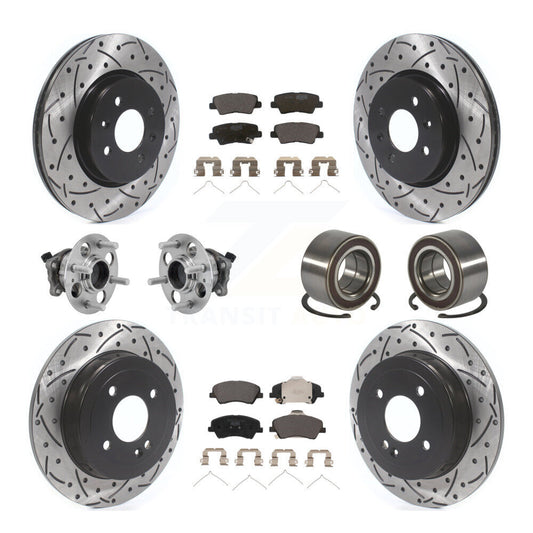 Hub Bearing Coated Brake Rotor And Pad Front Rear Kit (10Pc) For Kia Rio Hyundai