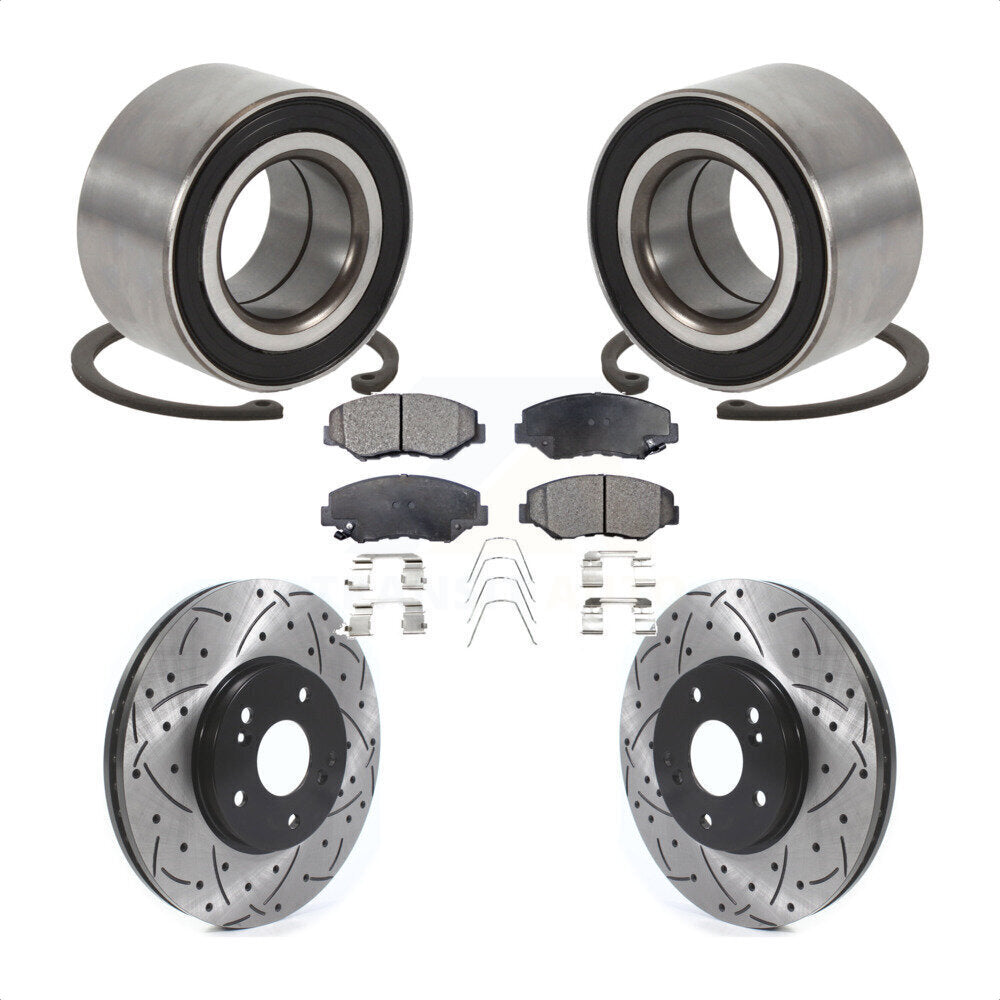 Wheel Bearing Coated Drilled Slotted Brake Rotor Pads Front Kit For Honda Accord