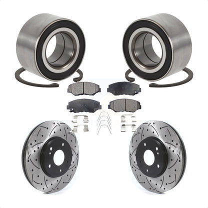 Wheel Bearing Coated Drilled Slotted Brake Rotor Pads Front Kit For Honda Accord