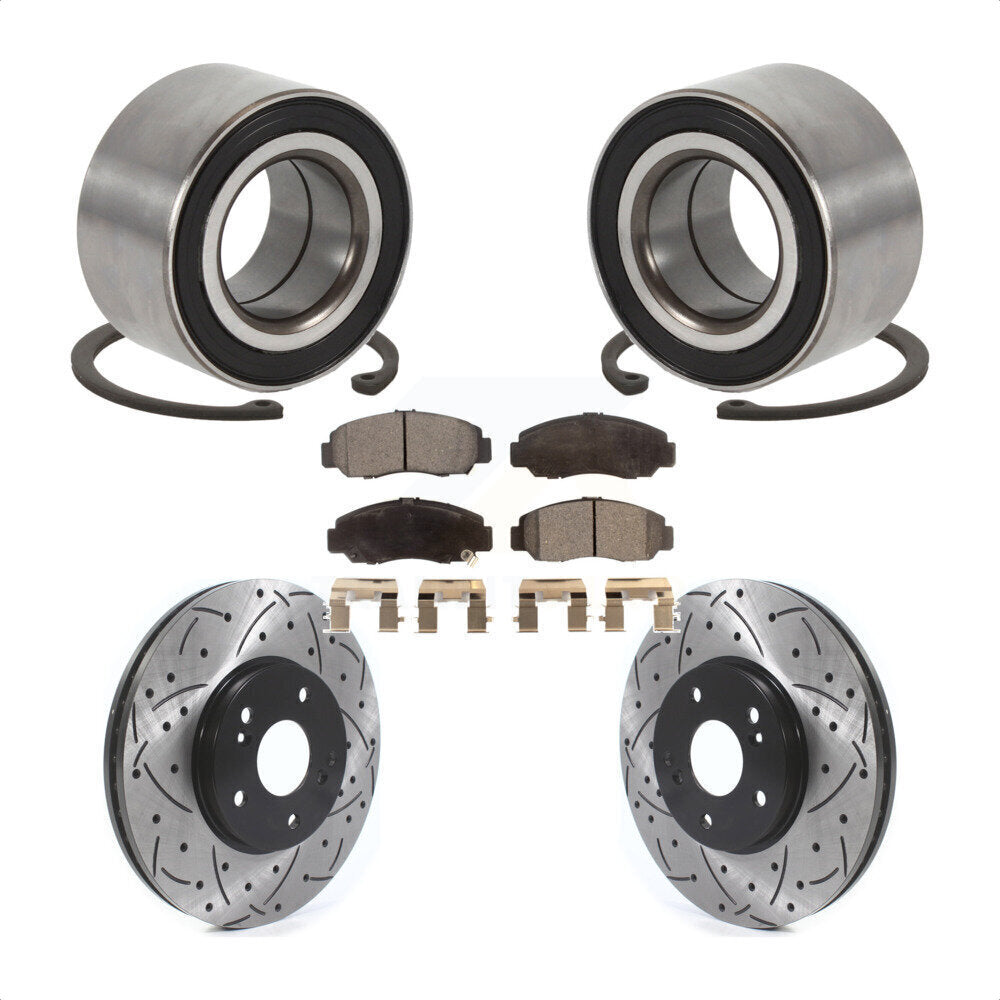 Wheel Bearing Coated Drilled Slotted Brake Rotor Pads Front Kit For Honda Accord