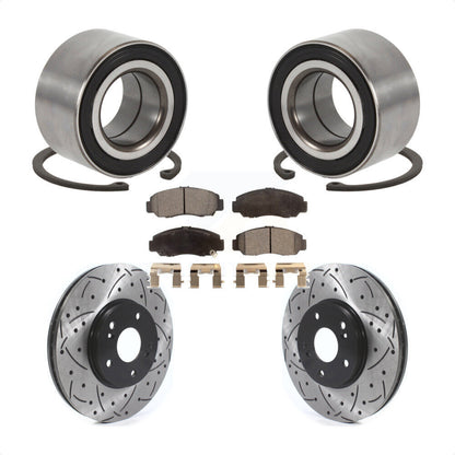 Wheel Bearing Coated Drilled Slotted Brake Rotor Pads Front Kit For Honda Accord