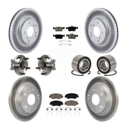 Hub Bearing Coated Disc Brake Rotor & Pads Front Rear Kit (10Pc) For Honda Civic