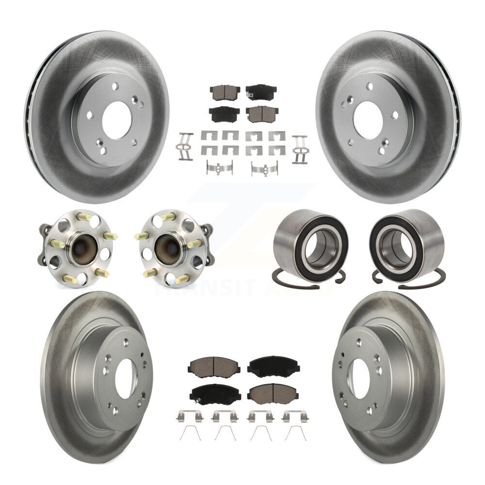 Hub Bearing Coated Disc Brake Rotor & Pad Front Rear Kit (10Pc) For Honda Accord