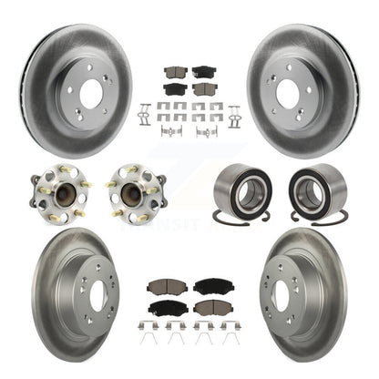 Hub Bearing Coated Disc Brake Rotor & Pad Front Rear Kit (10Pc) For Honda Accord