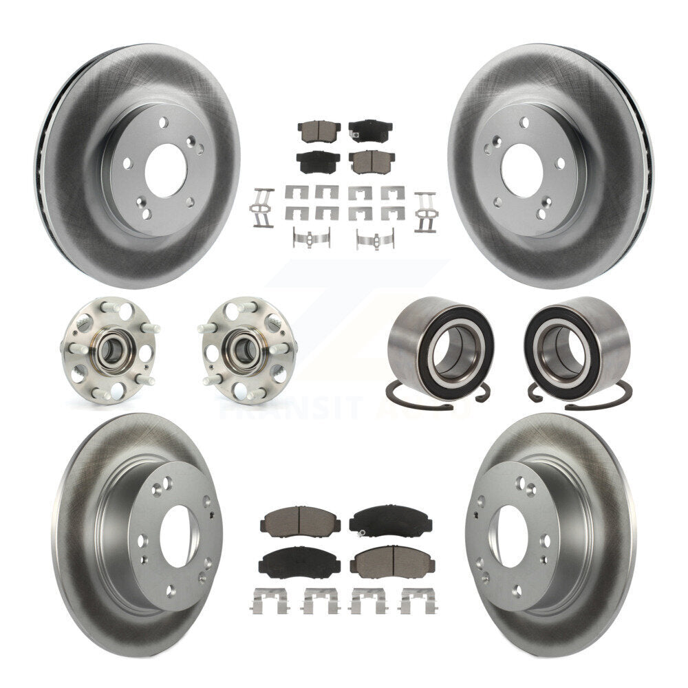 Hub Bearing Coated Disc Brake Rotor & Pad Front Rear Kit (10Pc) For Honda Accord