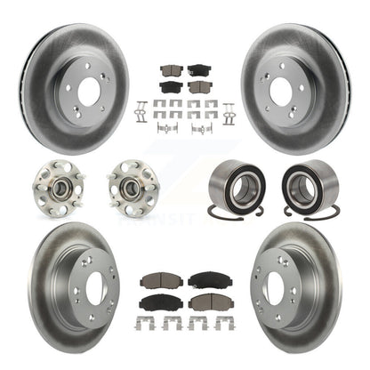 Hub Bearing Coated Disc Brake Rotor & Pad Front Rear Kit (10Pc) For Honda Accord