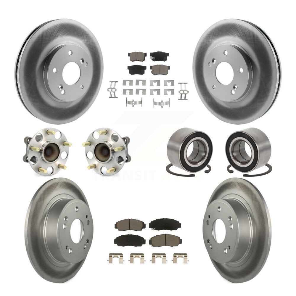 Hub Bearing Coated Disc Brake Rotor & Pad Front Rear Kit (10Pc) For Honda Accord