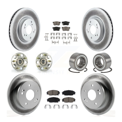 Hub Bearing Coated Brake Rotor & Pads Front Rear Kit (10Pc) For Acura RSX Type-S