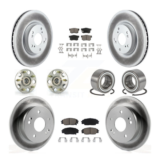 Hub Bearing Coated Brake Rotor & Pads Front Rear Kit (10Pc) For Acura RSX Type-S