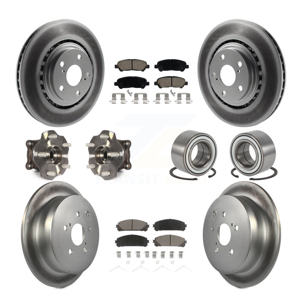 Hub Bearing Coated Brake Rotor & Pad Front Rear Kit (10Pc) For Toyota Highlander
