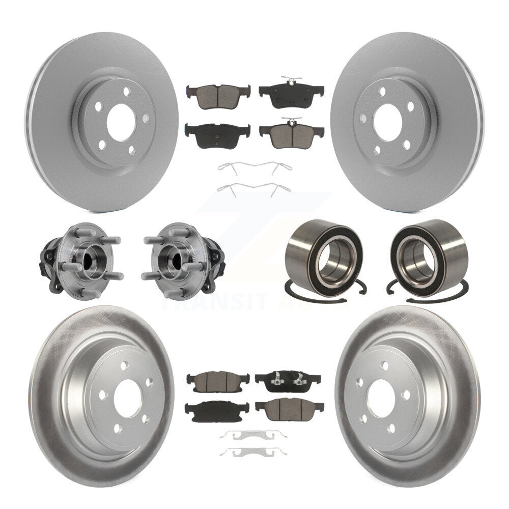 Hub Bearing Coated Brake Rotor Pads Front Rear Kit (10Pc) For 2015 Ford Edge FWD